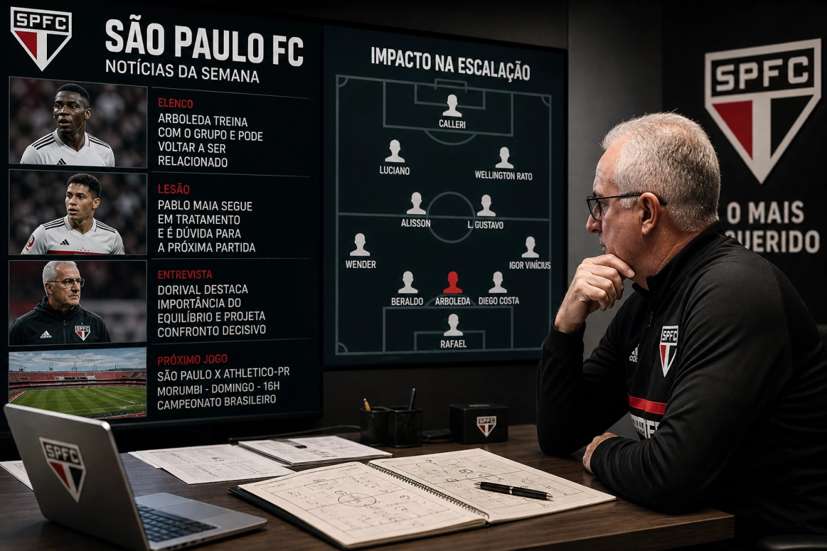 Compilado verificável das principais notícias do São Paulo FC da semana e impacto na escalação