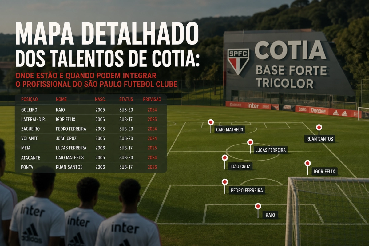 Mapa detalhado dos talentos de Cotia: onde estão e quando podem integrar o profissional do São Paulo Futebol Clube